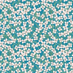 Teal/Cream - Small Floral